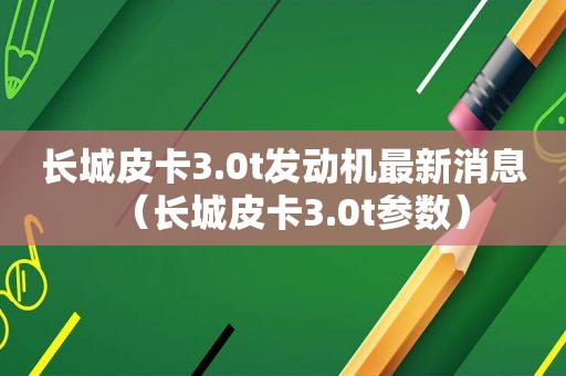 长城皮卡3.0t发动机最新消息（长城皮卡3.0t参数）