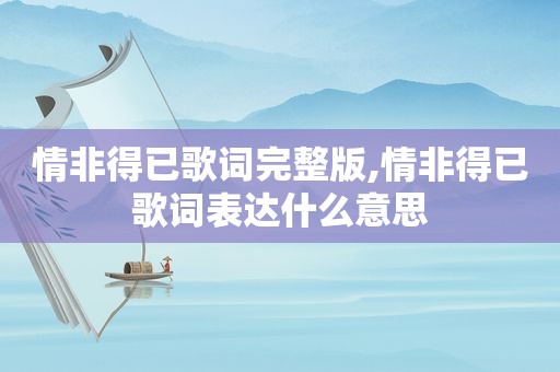 情非得已歌词完整版,情非得已歌词表达什么意思
