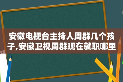 安徽电视台主持人周群几个孩子,安徽卫视周群现在就职哪里