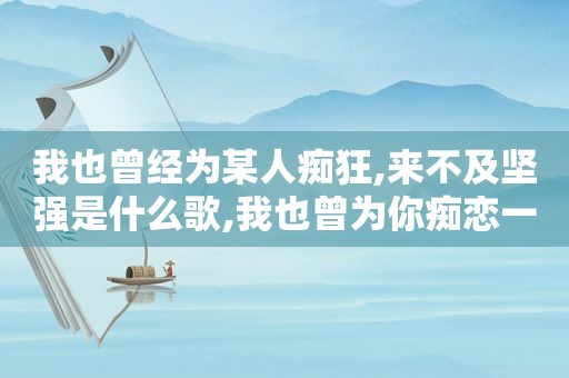 我也曾经为某人痴狂,来不及坚强是什么歌,我也曾为你痴恋一场免费阅读
