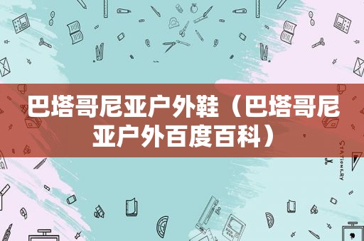 巴塔哥尼亚户外鞋（巴塔哥尼亚户外百度百科）