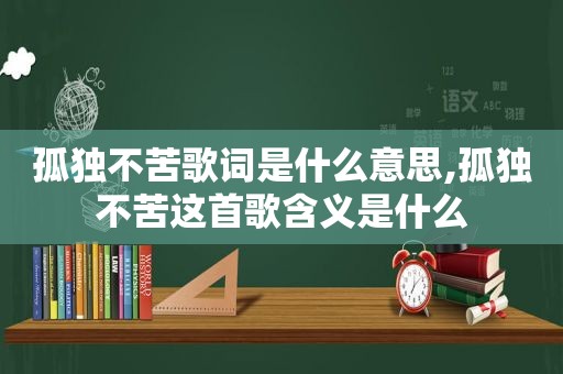 孤独不苦歌词是什么意思,孤独不苦这首歌含义是什么