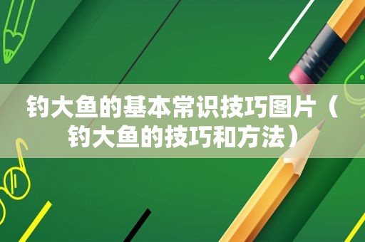 钓大鱼的基本常识技巧图片（钓大鱼的技巧和方法）