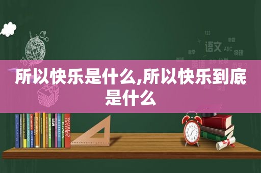 所以快乐是什么,所以快乐到底是什么