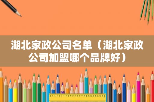 湖北家政公司名单（湖北家政公司加盟哪个品牌好）