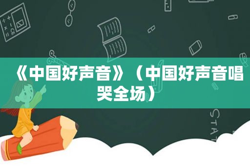 《中国好声音》（中国好声音唱哭全场）
