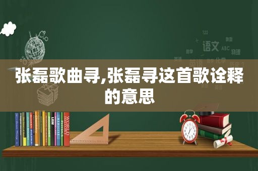 张磊歌曲寻,张磊寻这首歌诠释的意思