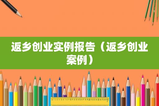 返乡创业实例报告（返乡创业案例）