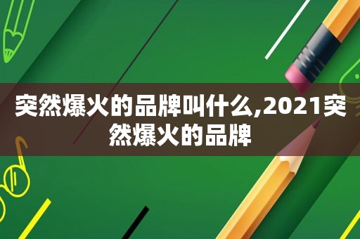 突然爆火的品牌叫什么,2021突然爆火的品牌