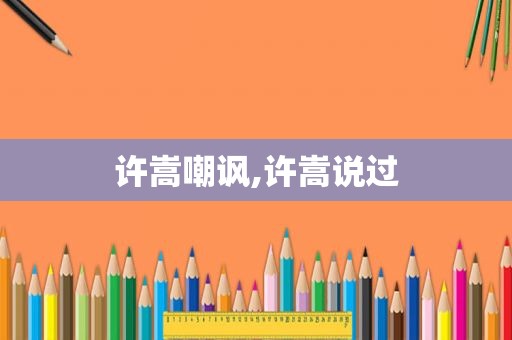 许嵩嘲讽,许嵩说过