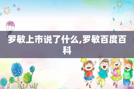 罗敏上市说了什么,罗敏百度百科