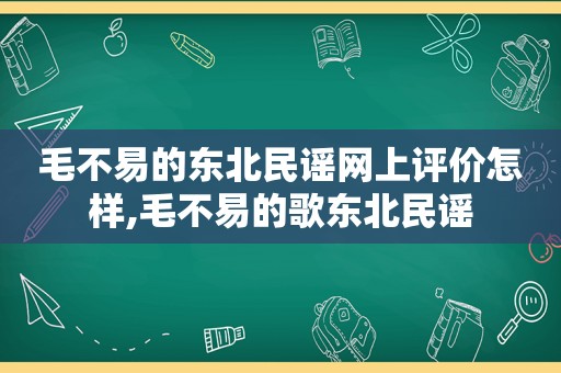 毛不易的东北民谣网上评价怎样,毛不易的歌东北民谣