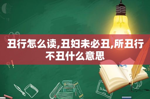 丑行怎么读,丑妇未必丑,所丑行不丑什么意思