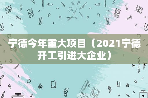 宁德今年重大项目（2021宁德开工引进大企业）