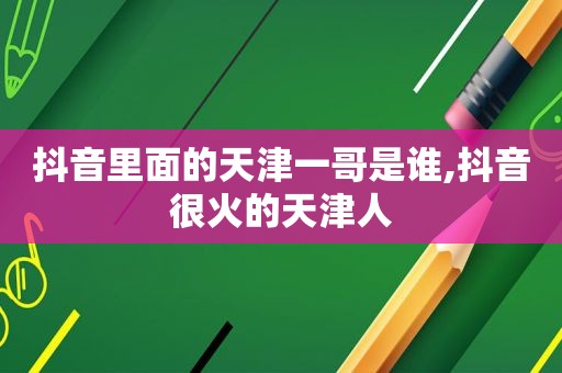 抖音里面的天津一哥是谁,抖音很火的天津人