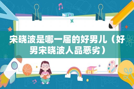 宋晓波是哪一届的好男儿（好男宋晓波人品恶劣）