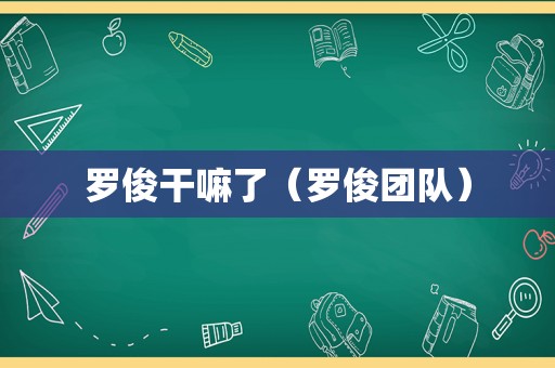 罗俊干嘛了（罗俊团队）