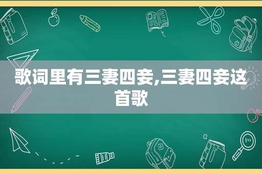 歌词里有三妻四妾,三妻四妾这首歌