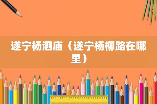 遂宁杨泗庙（遂宁杨柳路在哪里）
