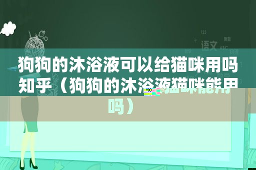 狗狗的沐浴液可以给猫咪用吗知乎（狗狗的沐浴液猫咪能用吗）
