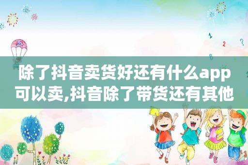 除了抖音卖货好还有什么app可以卖,抖音除了带货还有其他赚钱的方式么?