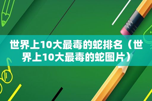 世界上10大最毒的蛇排名（世界上10大最毒的蛇图片）
