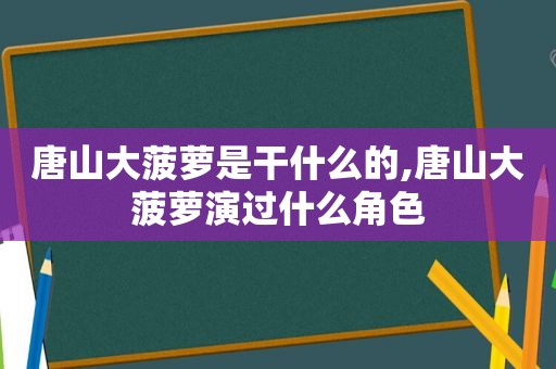 唐山大菠萝是干什么的,唐山大菠萝演过什么角色