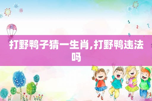 打野鸭子猜一生肖,打野鸭违法吗