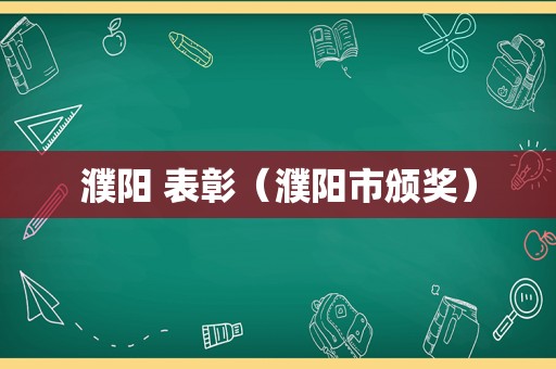 濮阳 表彰（濮阳市颁奖）