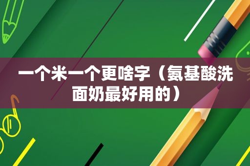 一个米一个更啥字（氨基酸洗面奶最好用的）