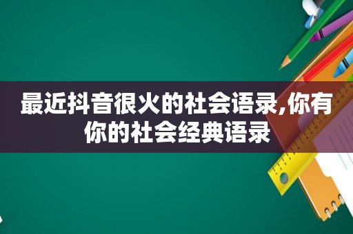 最近抖音很火的社会语录,你有你的社会经典语录