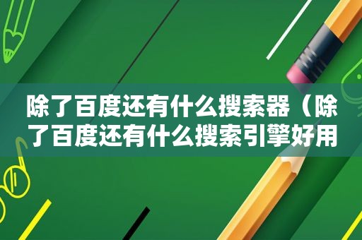 除了百度还有什么搜索器（除了百度还有什么搜索引擎好用）