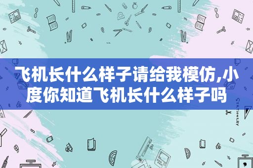 飞机长什么样子请给我模仿,小度你知道飞机长什么样子吗