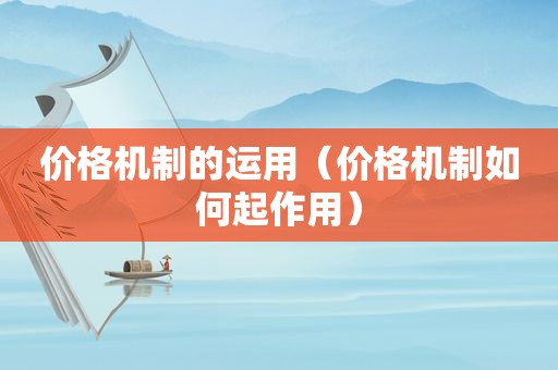 价格机制的运用（价格机制如何起作用）