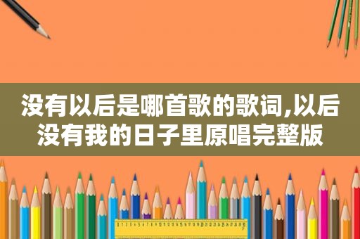 没有以后是哪首歌的歌词,以后没有我的日子里原唱完整版