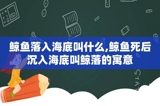 鲸鱼落入海底叫什么,鲸鱼死后沉入海底叫鲸落的寓意