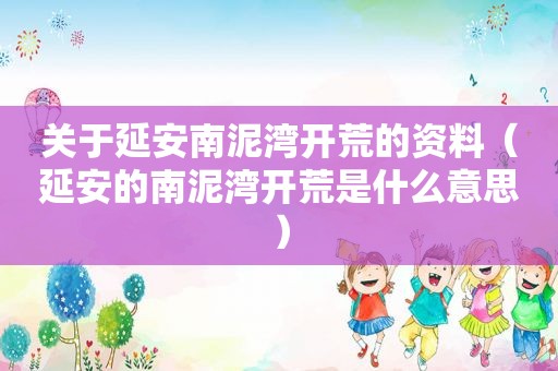 关于延安南泥湾开荒的资料（延安的南泥湾开荒是什么意思）