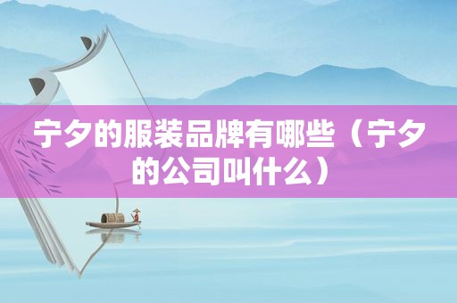 宁夕的服装品牌有哪些（宁夕的公司叫什么）