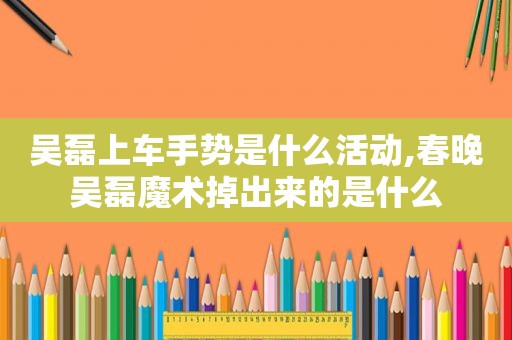 吴磊上车手势是什么活动,春晚吴磊魔术掉出来的是什么