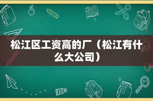 松江区工资高的厂（松江有什么大公司）