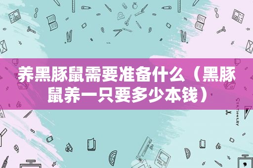 养黑豚鼠需要准备什么（黑豚鼠养一只要多少本钱）