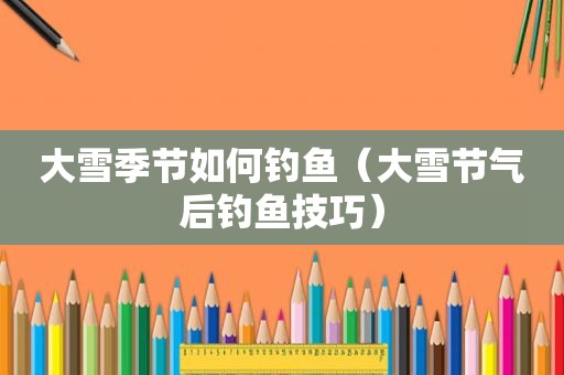 大雪季节如何钓鱼（大雪节气后钓鱼技巧）