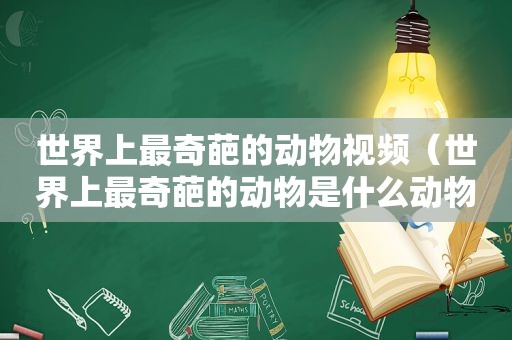 世界上最奇葩的动物视频（世界上最奇葩的动物是什么动物）