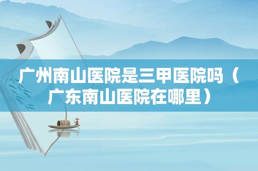 广州南山医院是三甲医院吗（广东南山医院在哪里）