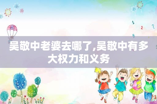 吴敬中老婆去哪了,吴敬中有多大权力和义务