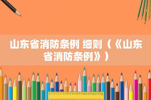 山东省消防条例 细则（《山东省消防条例》）