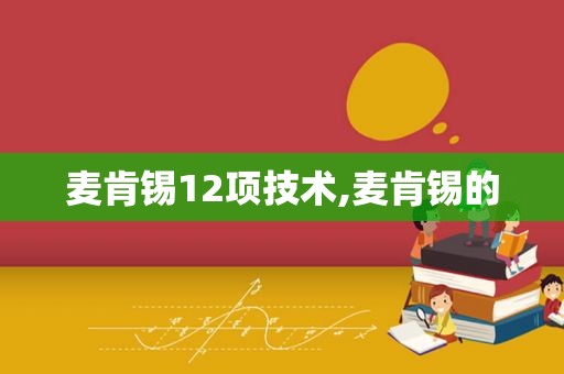 麦肯锡12项技术,麦肯锡的