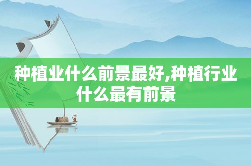 种植业什么前景最好,种植行业什么最有前景