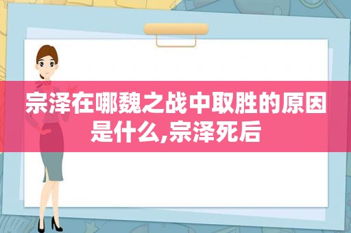 宗泽在哪魏之战中取胜的原因是什么,宗泽死后