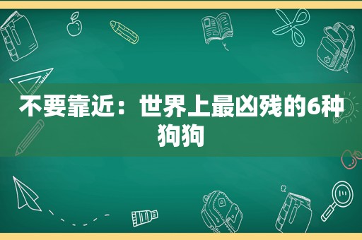 不要靠近：世界上最凶残的6种狗狗